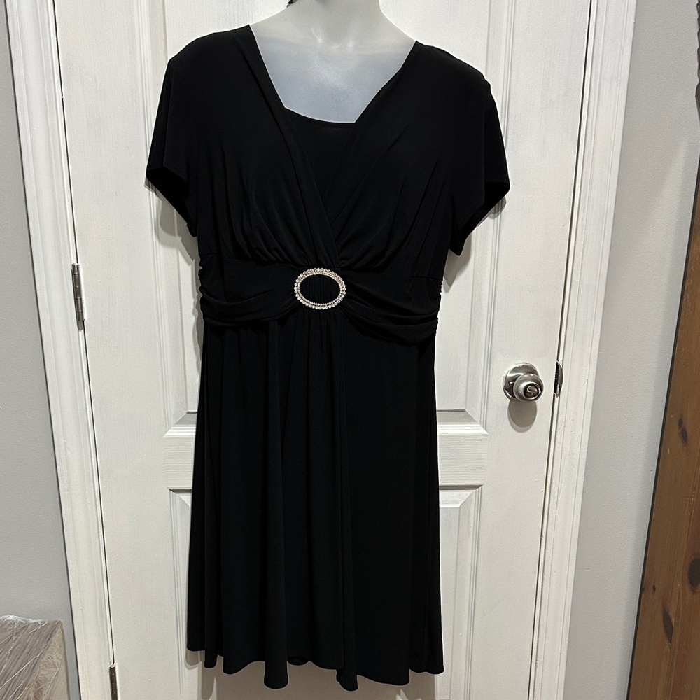 R & M Richards Black Mini Dress with Embellished Waist